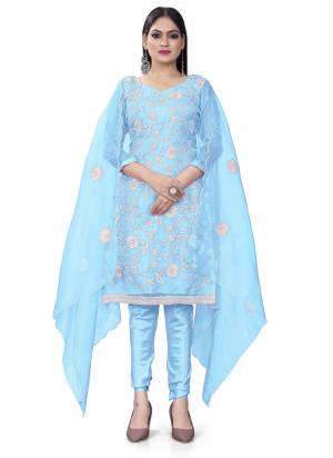 Garb This Suits In Lovely Color.Its Pretty Top Is Organza Silk Based Paired Bottom Santoon And Organza Silk Fabricated Dupatta Are Designer Floral Embroidery Work. Which Gives An Attractive To The Dress.