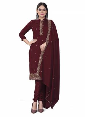 Attrective This Suits In Lovely Color.Its Pretty Top Is Silk Based Paired Bottom Santoon And Silk Fabricated Dupatta Are Designer Sequance Embroidery Work. Which Gives An Attractive To The Dress.