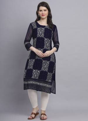 Attrective Looking These Beautiful Looking Readymade Long Kurti.These Kurti is Fabricated On Georgette With Crepe Inner.Its Beautified With Designer Chikankari Thread Embroidery Work.