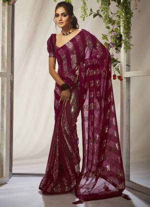 Garb These Fancy Party Wear Saree in Fine Colored.These Saree Are Georgette And Blouse is Mono Banglori Fabricated.Its Beautified With Designer Sequance Embroidery Work.