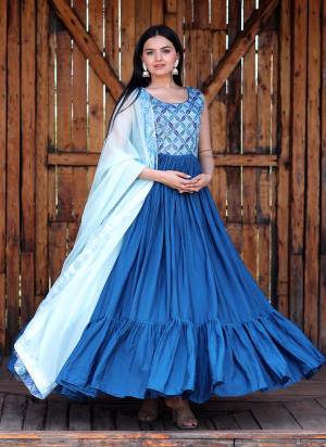 Attrective Looking These Beautiful Looking Readymade Long Gown With Dupatta.These Gown is Fabricated On Chinon And Rassian Silk Dupatta.Its Beautified With Designer Printed With Sequance Embroidery Work.