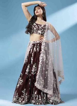 Attrective Looking This Partywear Fine Color Heavy Designer Choli Fabric Georgette And Lahenga Georgette And Dupatta Net In Fabricated Beautified With Attrective Thread,Sequance Embroidery Work. Buy Now.