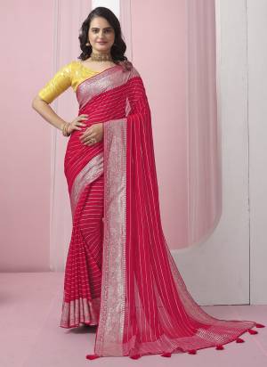 Attrective Looking These Fastival Saree in Fine Colored.These Saree Are Viscose Georgette And Blouse is Fabricated On Art Silk.Its Beautified With Weaving Jari Designer With Sequance Work Blouse.