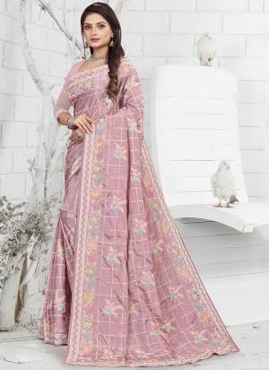 Grab These Party Wear Saree in Fine Light Colored.These Saree is Fabricated On Creape Pair With Creape Blouse.Its Beautified With Designer Thread Embroidery Work.