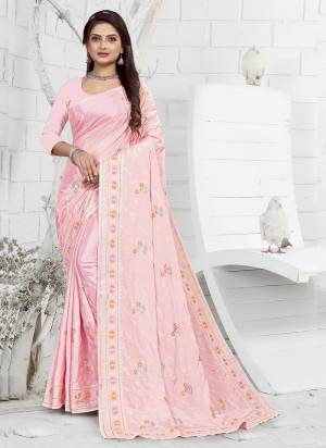 Grab These Party Wear Saree in Fine Light Colored.These Saree is Fabricated On Creape Pair With Creape Blouse.Its Beautified With Designer Thread Embroidery Work.