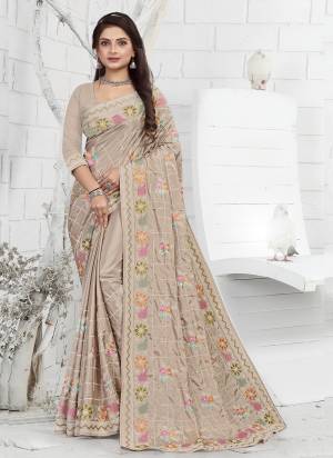 Grab These Party Wear Saree in Fine Light Colored.These Saree is Fabricated On Creape Pair With Creape Blouse.Its Beautified With Designer Thread Embroidery Work.