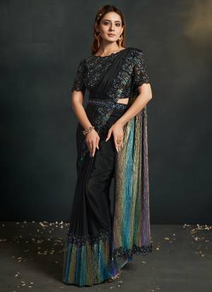 Look Attrective These Designer Party Wear Saree in Fine Light Colored.These Saree Are Silk Crepe Georgette And Blouse Organza Silk is Fabricated.Its Beautified Solid With Cord Sequance,Thread Embroidery,Additional Work.