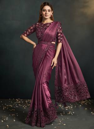 Look Attrective These Designer Party Wear Saree in Fine Light Colored.These Saree Are Satin Silk Crepe And Blouse Japan Crepe is Fabricated.Its Beautified Solid With Cord Sequance,Thread Embroidery,Additional Work.