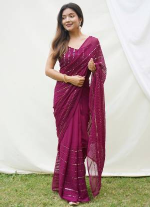 Attrective Looking These Party Wear Saree in Fine Colored.These Saree Are Georgette And Blouse is Fabricated On Georgette.Its Beautified With Designer Thread,Sequance Embroidery Work.