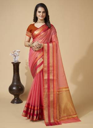 Attrective This Partywear Saree Paired With Blouse.This Saree And Blouse Are Kota Doriya Silk Based Fabric With Weaving Jari Designer. Buy This Pretty Saree Now.