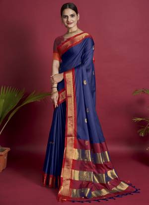 Attrective This Partywear Saree Paired With Blouse.This Saree And Blouse Are Lichi Soft Silk Based Fabric With Weaving Jari Designer. Buy This Pretty Saree Now.