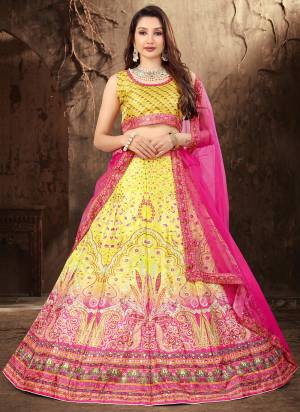 For A Designer Look,Grab These Lehenga Choli in Fine Colored.These Lehenga And Blouse Are Fabricated On Satin Pair With Butterfly Net Dupatta.Its Beautified With Designer Printed,Antique Mirror Work.