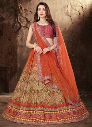 For A Designer Look,Grab These Lehenga Choli in Fine Colored.These Lehenga And Blouse Are Fabricated On Satin Pair With Butterfly Net Dupatta.Its Beautified With Designer Printed,Antique Mirror Work.