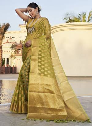 Attrective Look These Festive Wear Saree in Fine Colored.These Saree And Blouse is Fabricated On Organza.Its Beautified With Heavy Weaving Jari Designer.