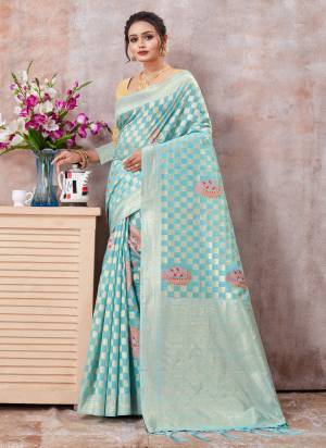 Attrective Looking These Party Wear Saree in Fine Colored.These Saree And Blouse is Fabricated On Kota Cotton.Its Beautified With Weavon Designer.