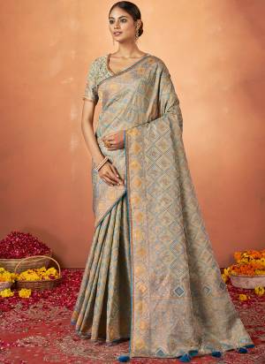 Look Attrective These Designer Party Wear Saree in Fine Light Colored.These Saree Are Tusser Satin Silk And Blouse Tusser Satin Silk is Fabricated.Its Beautified Wevon Jacquard Designer With Embroidery Work.