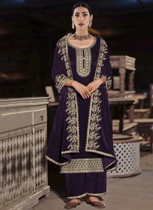 Attrective These Plazzo Suit in Fine Colored Pair With Bottom And Dupatta.These Top And Dupatta Are Fabricated On Velvet Pair With Velvet Bottom.Its Beautified With Heavy Designer Embroidery Work.