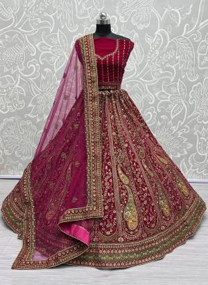 For A Fancy Designer Look,Grab These Lehenga Choli With Dupatta in Fine Colored.These Lehenga And Choli Are Velvet And Dupatta Are Fabricated On Soft Net Pair.Its Beautified With Designer Multy Thread Embroidery, Diamond Work.