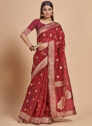 Garb This Partywear Saree Paired With Blouse In Fine Color.This Saree And Blouse Are Cotton Spun Based Fabric With Weaving Jacquard Designer With Sequance Work. Buy This Pretty Saree Now.