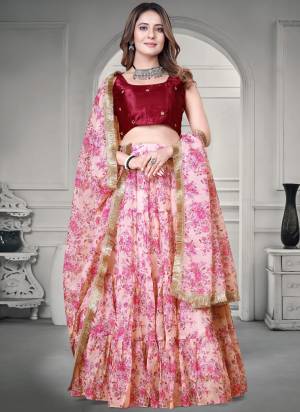 For A Designer Look,Grab These Lehenga Choli in Fine Colored.These Lehenga And Dupatta Are Fabricated On Teby Organza Pair With Silk Satin Blouse.Its Beautified With Designer Digital Printed,Mirror Embroidery Work.