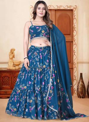 For A Designer Look,Grab These Lehenga Choli in Fine Colored.These Lehenga And Choli Are Fabricated On Weightless Pair With Weightless Dupatta.Its Beautified With Designer Digital Printed,Lace.