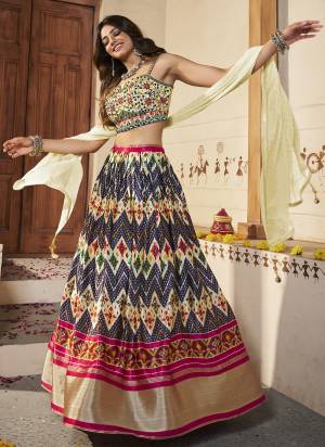 For A Designer Look,Grab These Lehenga Choli in Fine Colored.These Lehenga And Choli Are Fabricated On Silk Pair With Georgette Dupatta.Its Beautified With Designer Printed With Mirror,Thread Embroidery,Hand Work.