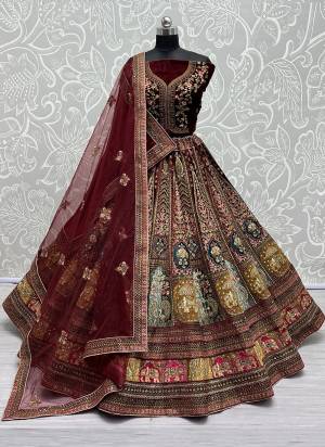 For A Fancy Designer Look,Grab These Lehenga Choli With 2  Dupatta in Fine Colored.These Lehenga And Choli Are Velvet And Dupatta Are Fabricated On Soft Net And Soft Net Pair.Its Beautified With Designer Patch,Dori,Thread, Sequance Embroidery,Diamond Work.