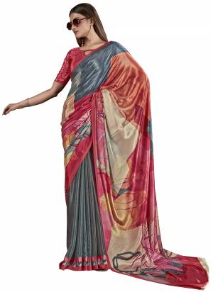 Garb These Designer Party Wear Saree in Fine Colored.These Saree And Blouse is Fabricated On Fancy Crepe Silk Pair.Its Beautified With Designer Digital Printed.