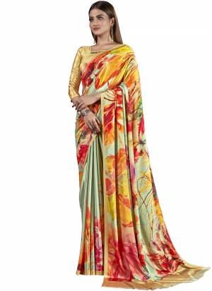 Garb These Designer Party Wear Saree in Fine Colored.These Saree And Blouse is Fabricated On Fancy Crepe Silk Pair.Its Beautified With Designer Digital Printed.