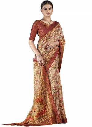 Looking These Party Wear Designer Saree in Fine Colored.These Saree And Blouse is Fabricated On Fancy Natural Silk Pair.Its Beautified With Wevon Jari Jacquard Designer With Digital Printed.