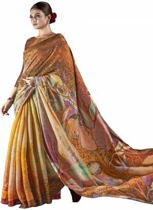 Looking These Party Wear Designer Saree in Fine Colored.These Saree And Blouse is Fabricated On Fancy Natural Silk Pair.Its Beautified With Wevon Jari Jacquard Designer With Digital Printed.