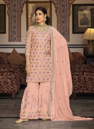 Attrective Looking These Plazzo Suit in Fine Colored Pair With Bottom And Dupatta.These Top And Dupatta Are Fabricated On Faux Georgette Pair With Faux Georgette Bottom.Its Beautified With Heavy Designer Sequance,Thread Embroidery Work.