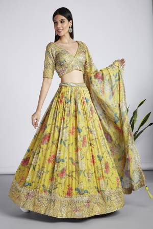 Attrective Looking This Partywear Fine Color Heavy Designer Choli And Lahenga Organza And Dupatta Organza In Fabricated Beautified With Attrective Printed With Thread,Sequance Embroidery Work. Buy Now.