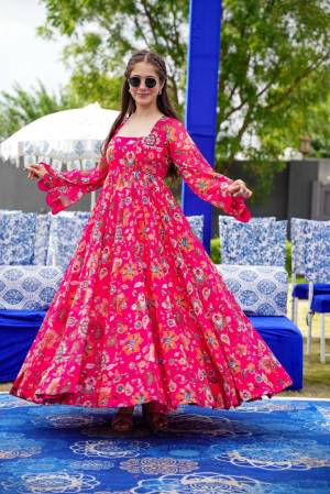 Attrective Looking These Beautiful Looking Readymade Long Gown.These Gown Are Georgette Fabricated.Its Beautified With Designer Digital Printed.