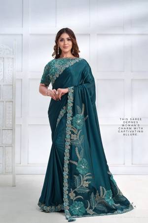 Look Attrective These Designer Party Wear Saree in Fine Light Colored.These Saree Are Crepe Satin Silk And Blouse Organza Silk is Fabricated.Its Beautified Heavy Designer Embroidery Work.