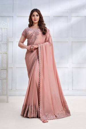 Look Attrective These Designer Party Wear Saree in Fine Light Colored.These Saree Are Crepe Georgette And Blouse Banglori Silk is Fabricated.Its Beautified Heavy Designer Embroidery Work.