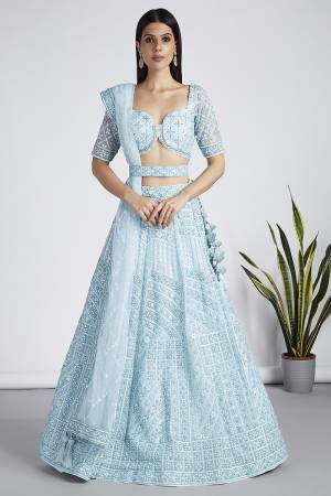 Attrective Looking This Partywear Fine Color Heavy Designer Choli Fabric Net And Lahenga Net And Dupatta Net In Fabricated Beautified With Attrective Thread,Sequance Embroidery Work. Buy Now.