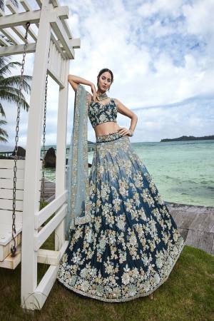 Attrective Looking This Partywear Fine Color Heavy Designer Choli Fabric Silk And Lahenga Georgette And Dupatta Net In Fabricated Beautified With Attrective Thread,Sequance Embroidery Work. Buy Now.