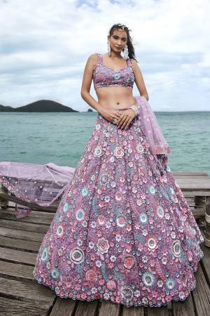 Attrective Looking This Partywear Fine Color Heavy Designer Choli Fabric Net And Lahenga Net And Dupatta Net In Fabricated Beautified With Attrective Thread,Sequance Embroidery Work. Buy Now.