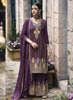 Attrective These Plazzo Suit in Fine Colored Pair With Bottom And Dupatta.These Top And Dupatta Are Fabricated On Chonon Silk Pair With Chinon Silk Bottom.Its Beautified With Dull Santoon Inner.Its Beautified With Heavy Designer Embroidery Work.