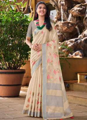 Attrective Looking These Party Wear Saree in Fine Colored.These Saree And Blouse is Fabricated On Linen.Its Beautified With Weavon Designer With Thread Embroidery Work.