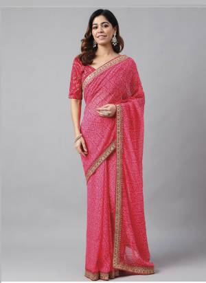 Garb These Party Wear Saree in Fine Colored.These Saree Are Georgette And Blouse is Mono Banglori Fabricated.Its Beautified With Bandhani Designer Printed With Sequance Embroidery Work Blouse Lace.