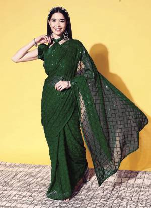 Garb These Party Wear Saree in Fine Colored.These Saree Are Georgette And Blouse is Mono Banglori Fabricated.Its Beautified With Designer Sequance Embroidery Work.