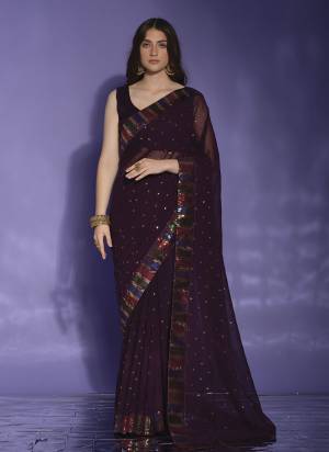 Attrective Look These Saree in Fine Colored.These Saree Are Georgette And Blouse is Mono Banglori Fabricated.Its Beautified With Designer 4 Color Sequance Embroidery Work Lace Border.