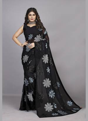 Attrective Look These Party Wear Saree in Fine Colored.These Saree Are Georgette And Blouse is Mono Banglori Fabricated.Its Beautified With Designer Heavy Sequance Embroidery Work Lace Border.