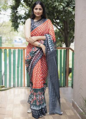 Attrective These Fastival Wear Saree in Fine Colored.These Saree And Blouse is Fabricated On Linen.Its Beautified With Designer Digital Printed.