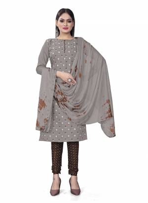 Garb This Suits In Lovely Color.Its Pretty Top Is Cotton Slab Based Paired Bottom Cotton And Chinon Fabricated Dupatta Are Designer Printed. Which Gives An Attractive To The Dress.