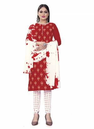 Garb This Suits In Lovely Color.Its Pretty Top Is Cotton Slab Based Paired Bottom Cotton And Chinon Fabricated Dupatta Are Designer Printed. Which Gives An Attractive To The Dress.