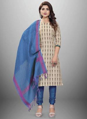 Attrective Looking This Suits In Lovely Color.Its Pretty Top Is Cotton Based Paired Bottom Cotton And Cotton Fabricated Dupatta Are Wevon Designer. Which Gives An Attractive To The Dress.