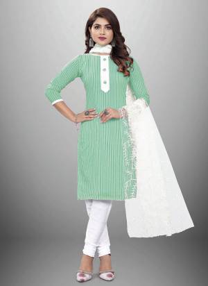 Garb This Suits In Lovely Color.Its Pretty Top Is Cotton Based Paired Bottom Cotton And Cotton Fabricated Dupatta Are Wevon Designer. Which Gives An Attractive To The Dress.